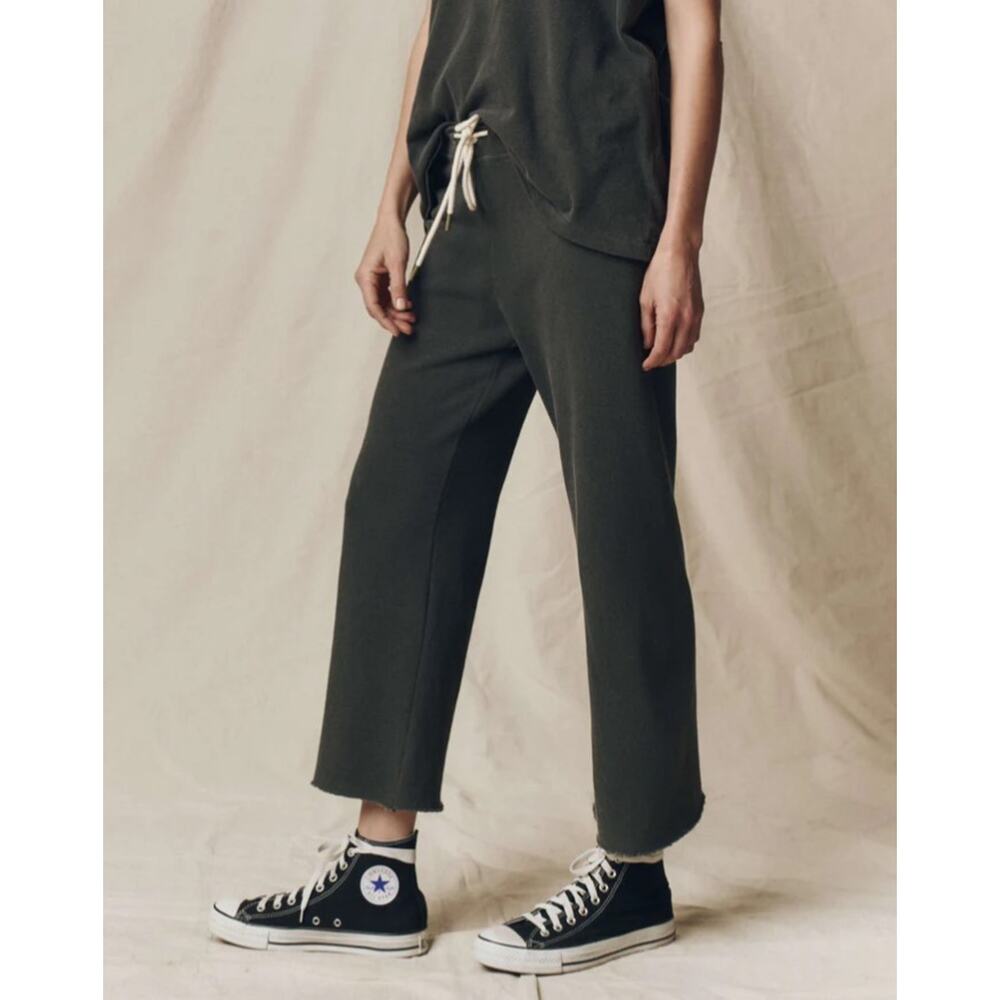 THE GREAT The Wide Leg Cropped Sweatpant Lounge Washed Black Shopbop 0 XS $195 - Picture 11 of 11